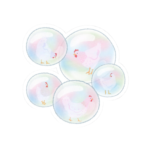 chickens in bubbles  sticker