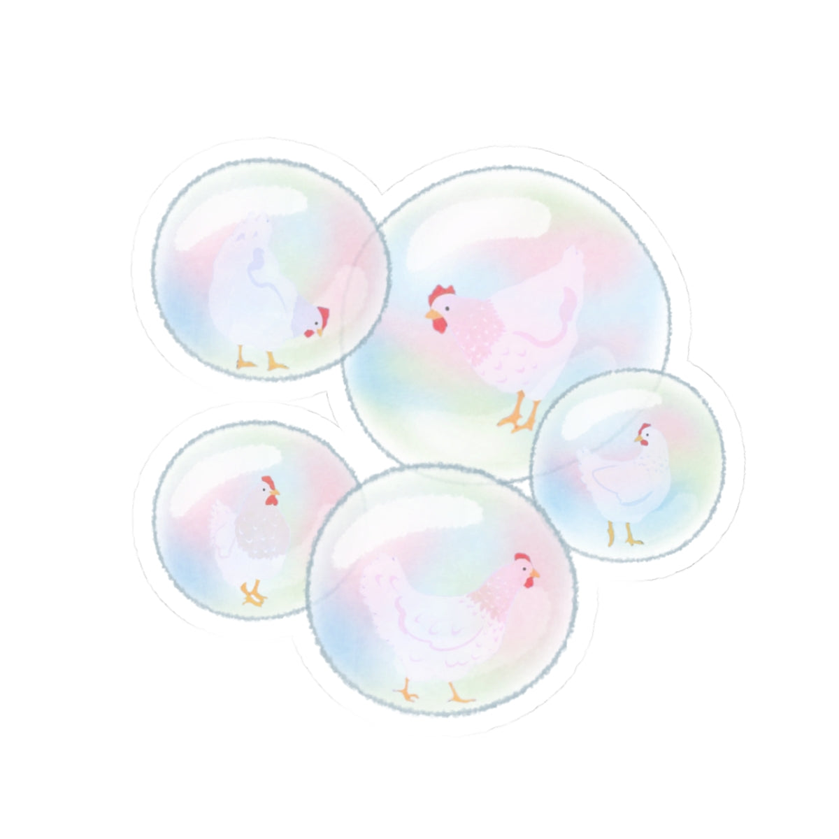 chickens in bubbles  sticker